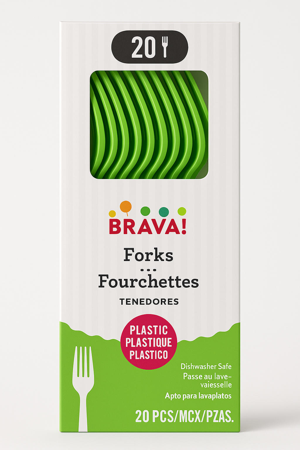 Kiwi Green Plastic Forks - 20 Pack