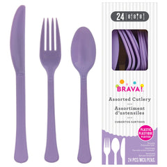 Brava! Lavender Plastic Cutlery Set - 24-Count