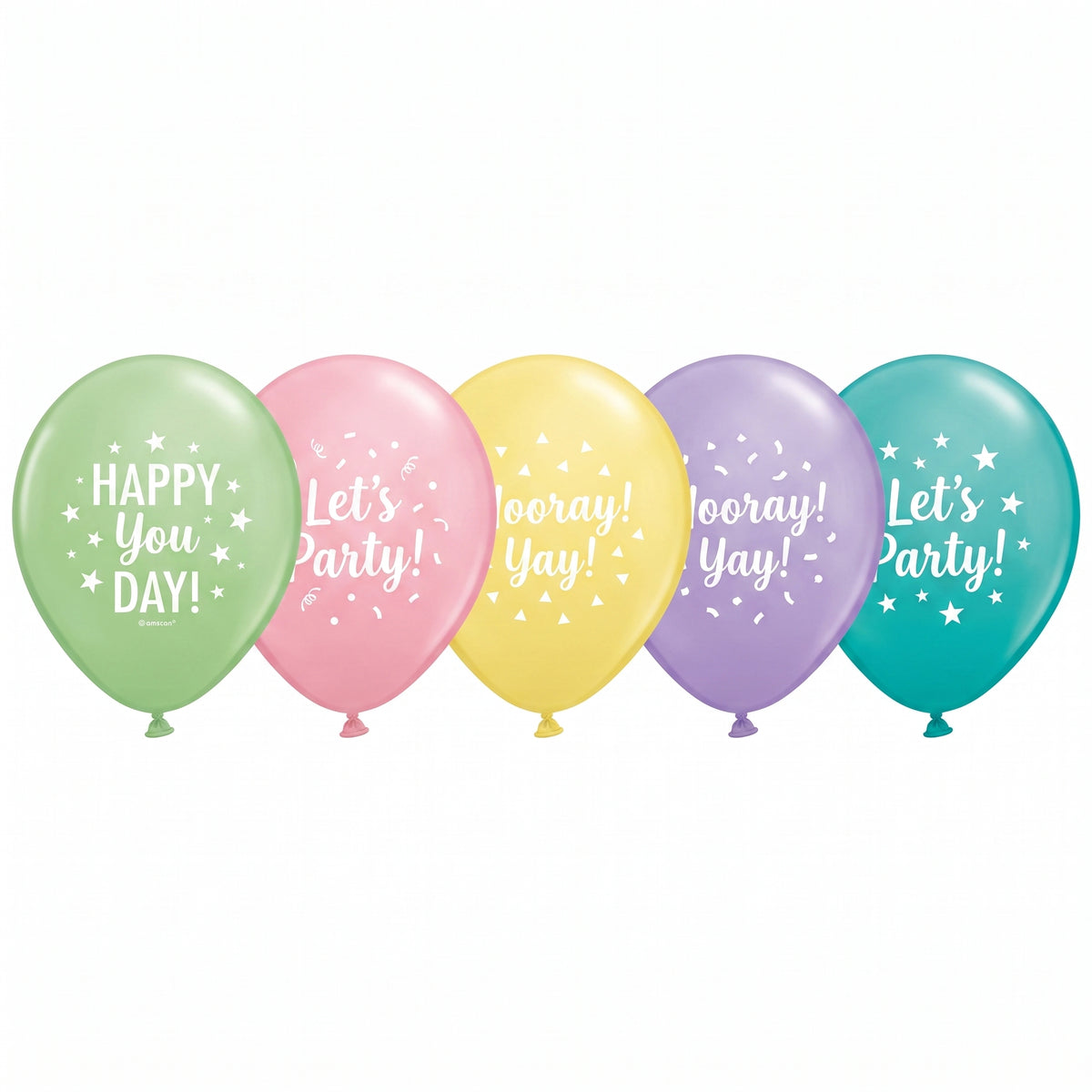 Pastel Printed Latex Balloons - Happy Birthday Assortment