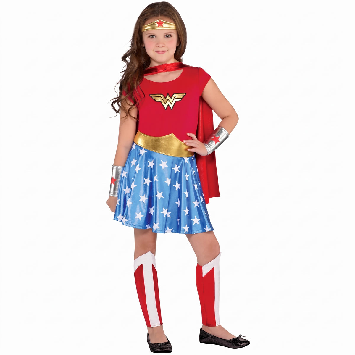 Girls' Wonder Woman Costume with Tiara and Gauntlets