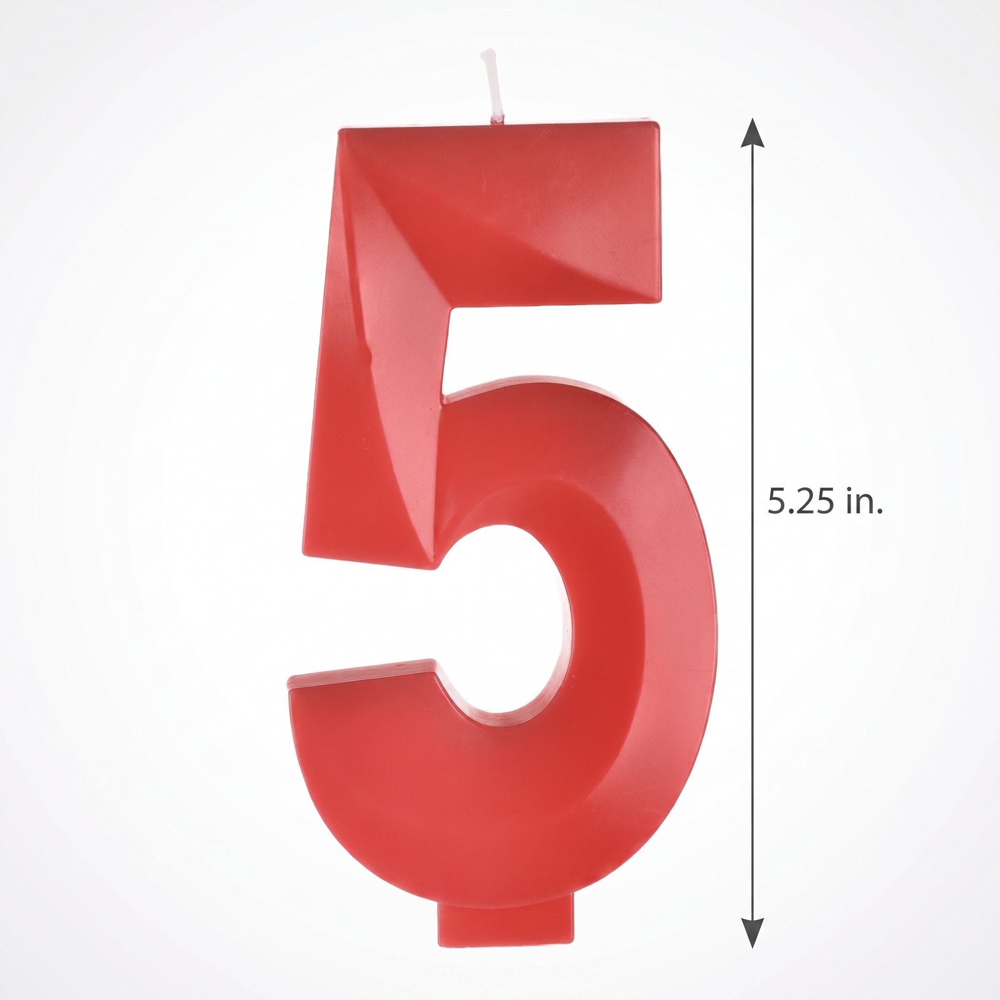 Vibrant Red Number 5 Shimmering Birthday Candle, 5.25-Inch
