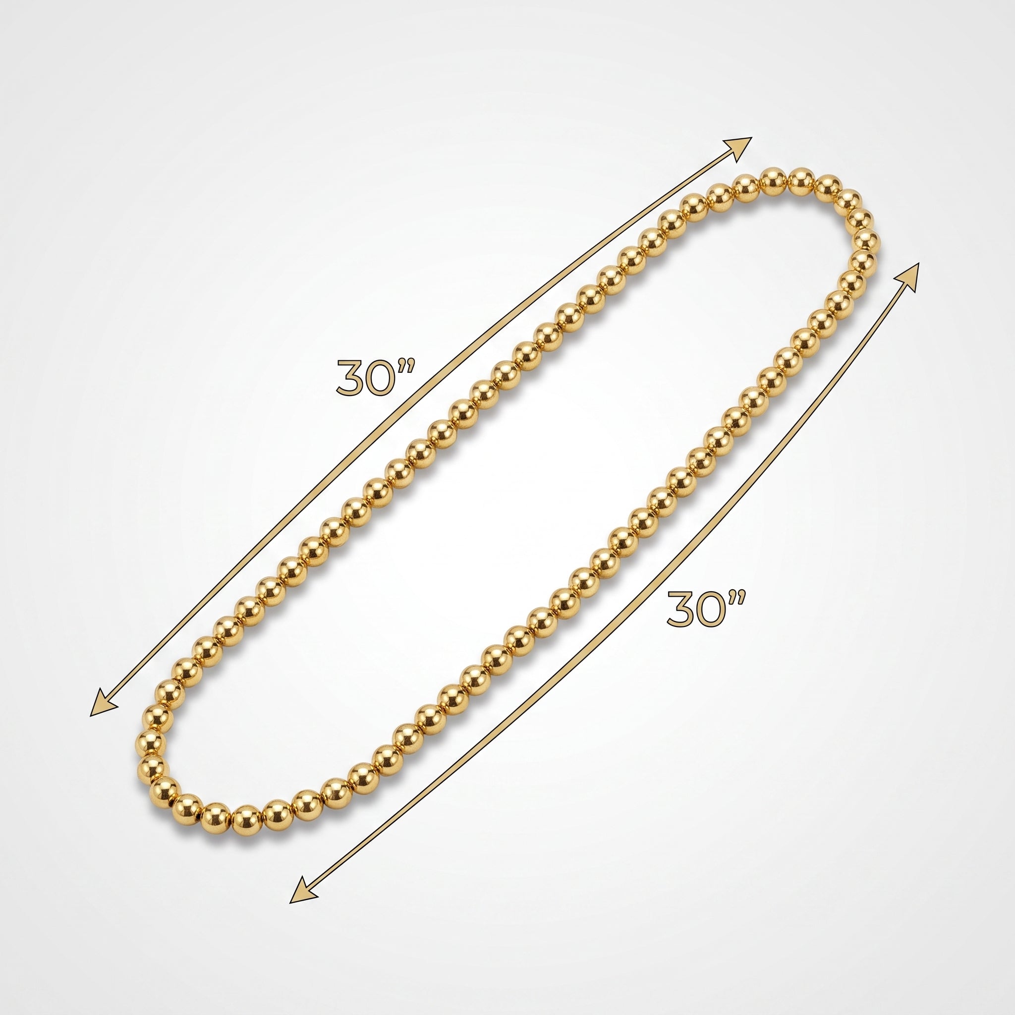 Gold Metallic Bead Necklace - 30 In.