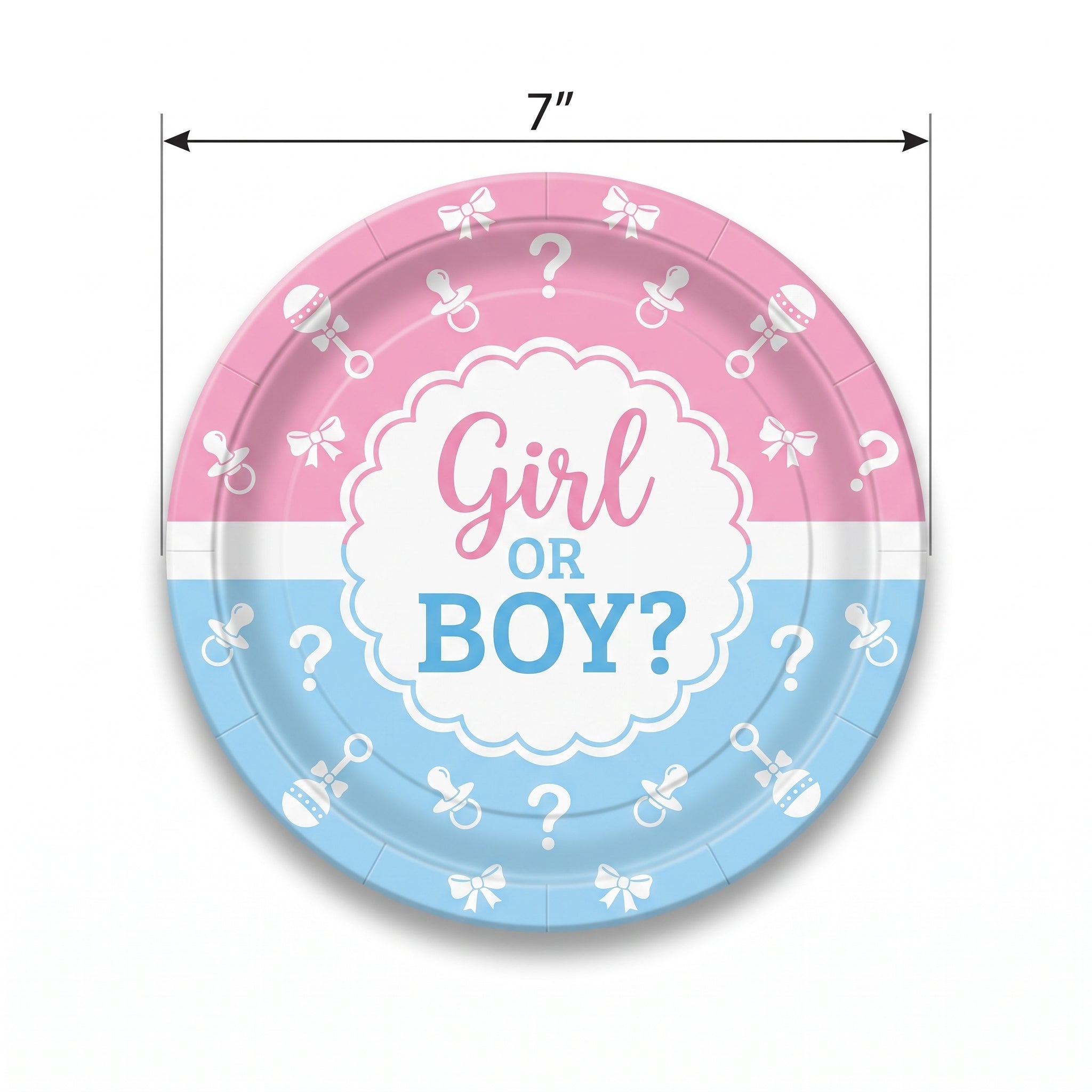 "Girl or Boy?" 7" Round Gender Reveal Dessert Plates - 8 Pack