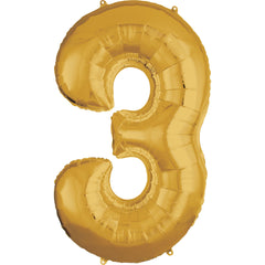 Gold Number 3 Foil Balloon - 50-Inch