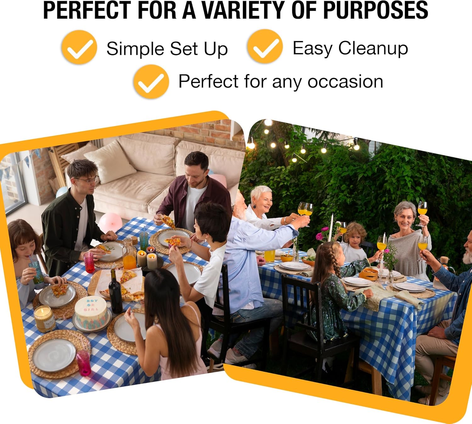 Blue Gingham Plastic Table Covers | 12 Pack - 54 In. x 108 In.