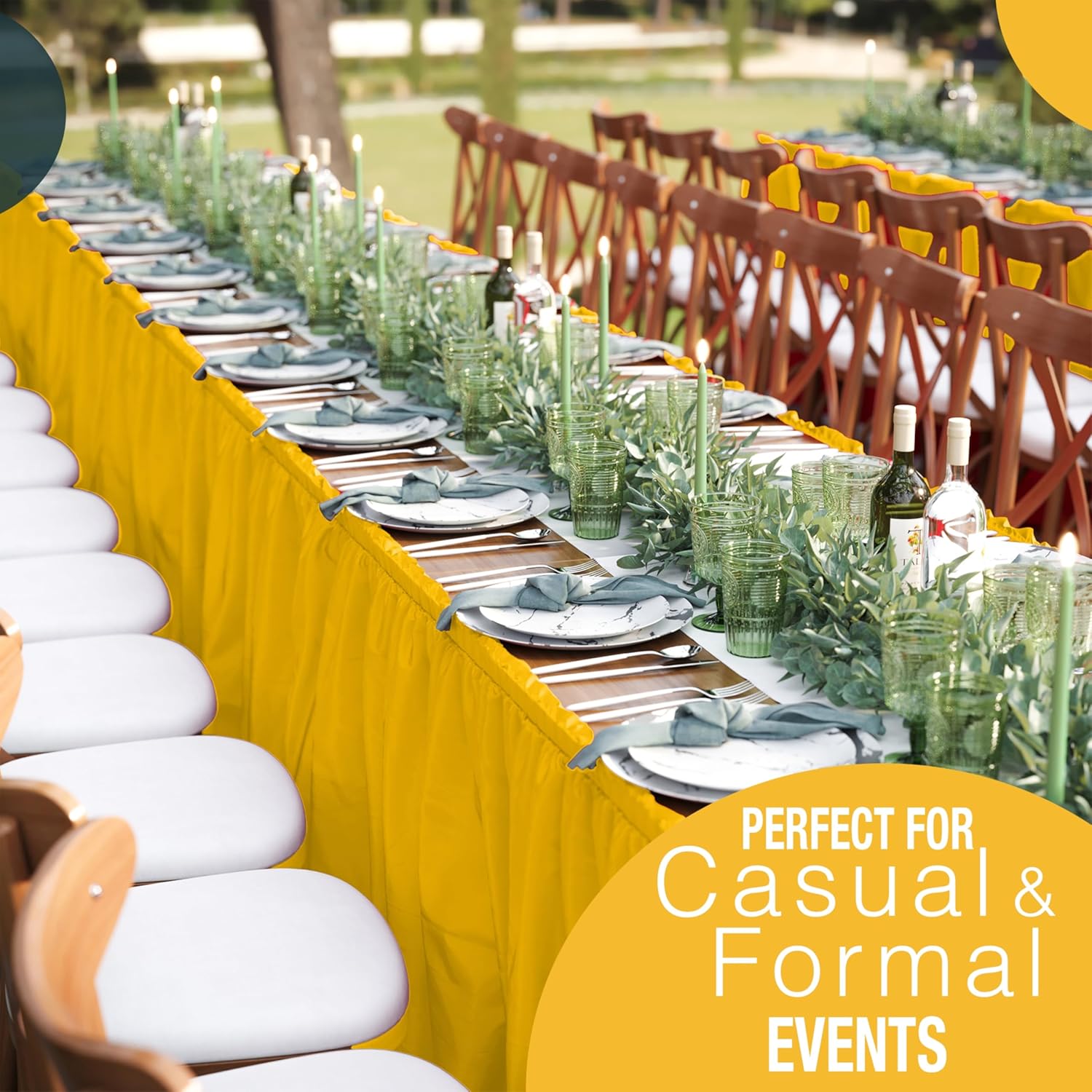 Yellow Plastic Table Skirt | 6 Pack