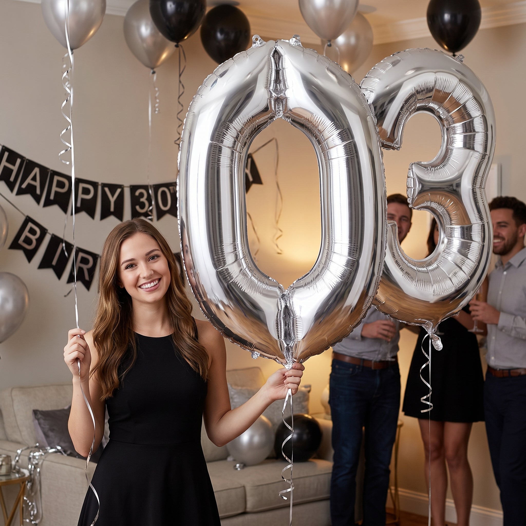 Silver Foil Number 0 Balloon
