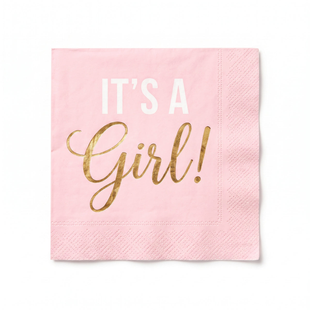 It's a Girl! Pink and Gold Beverage Napkins - 16 Pack - 5 In. X 5 In.