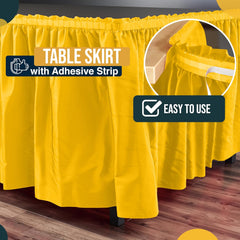 Yellow Plastic Table Skirt | 6 Pack