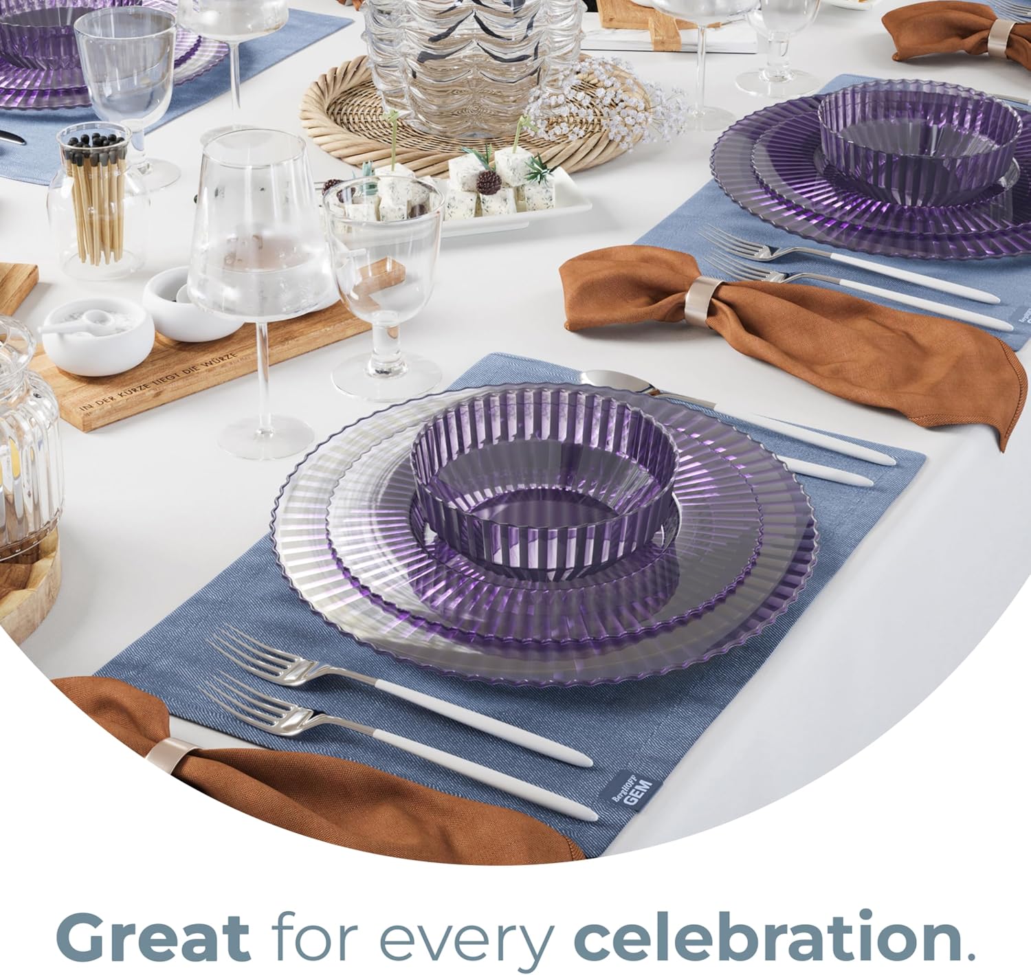 Gemstone Collection Amethyst 9 & 11 Inch Plates - 40 Ct. each