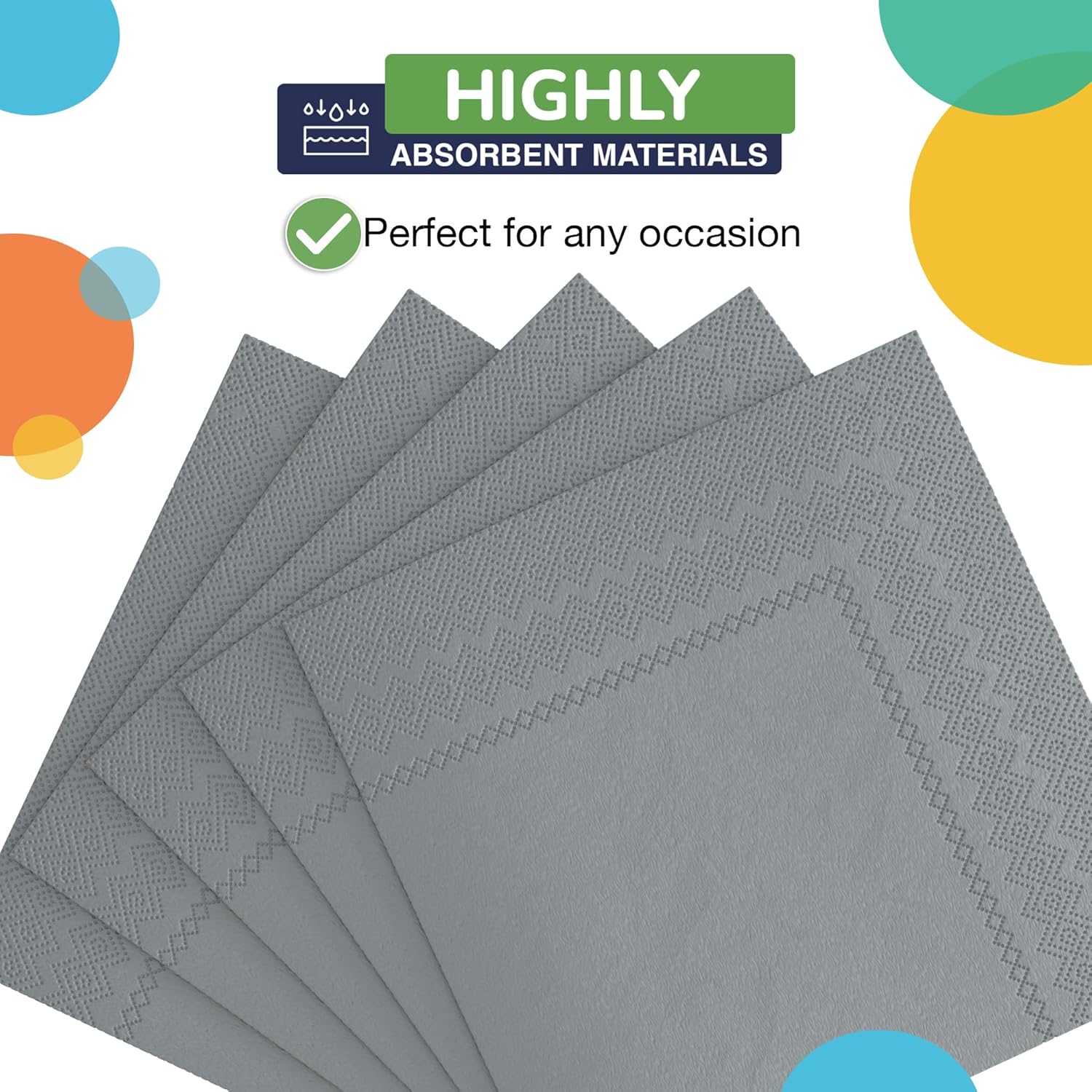 Silver Luncheon Napkins | 6.75 in. x 6.75 in. | 100 Count