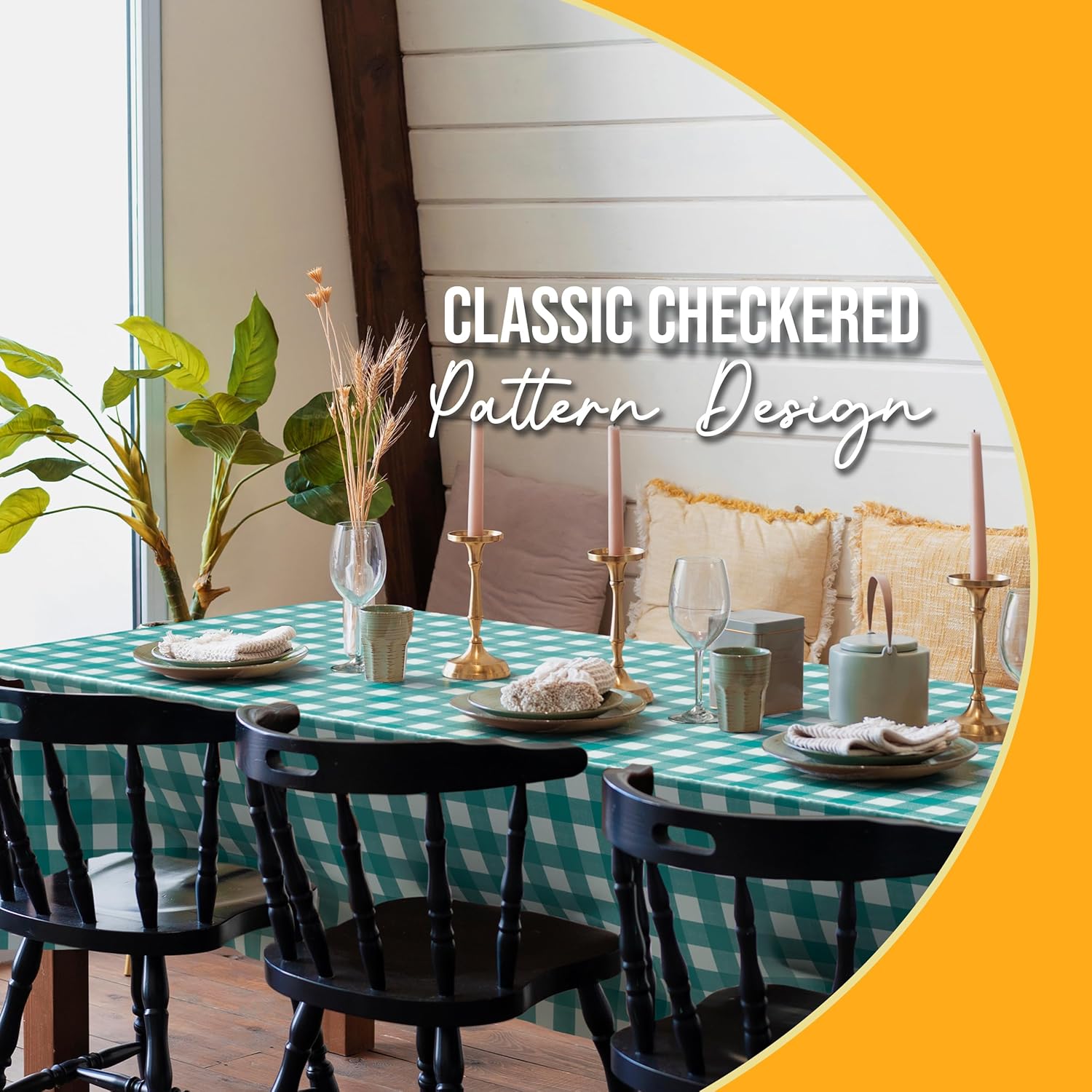 Teal Gingham Plastic Table Covers | 12 Pack - 54 In. x 108 In.