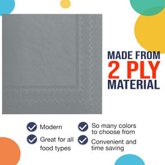 Silver Luncheon Napkins | 6.75 in. x 6.75 in. | 100 Count