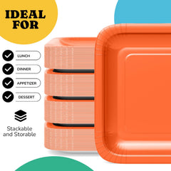 9 In. Orange Square Paper Plates - 50 Ct.