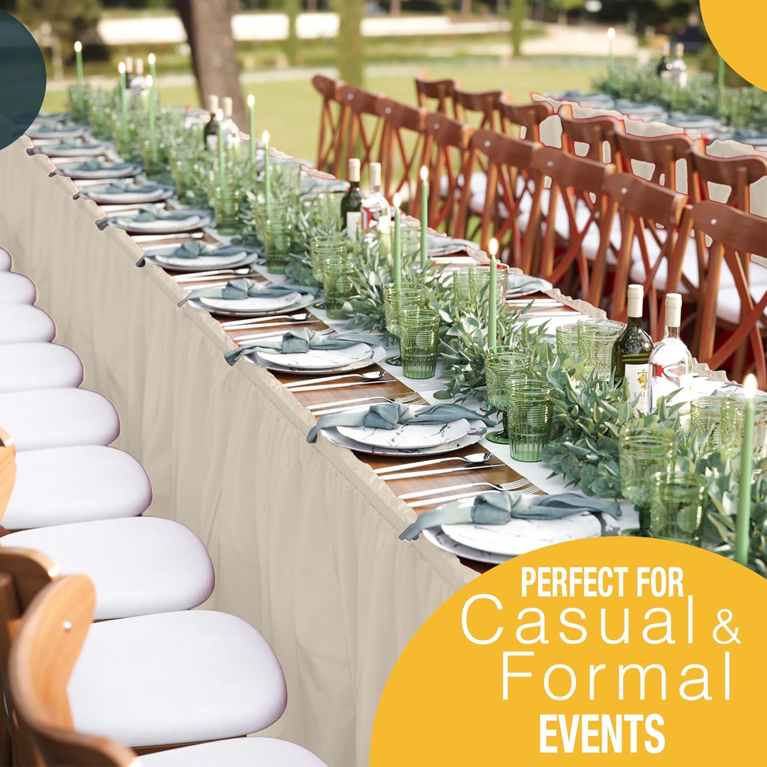 Ivory Plastic Table Skirt | 6 Pack