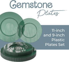 Gemstone Collection Emerald 9 & 11 Inch Plates - 40 Ct. each