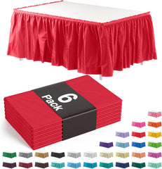 Red Plastic Table Skirt | 6 Pack