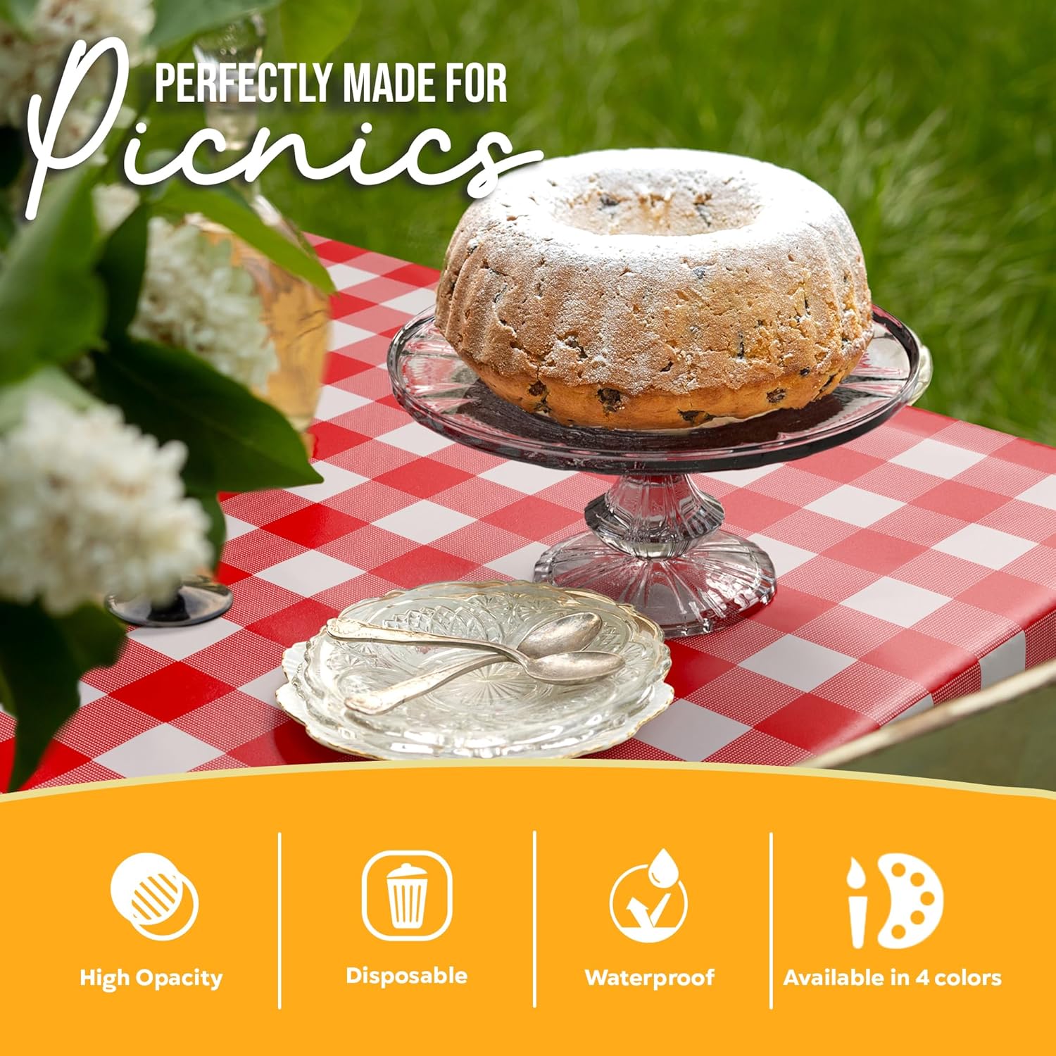 Red Gingham Plastic Table Covers | 12 Pack - 54 In. x 108 In.