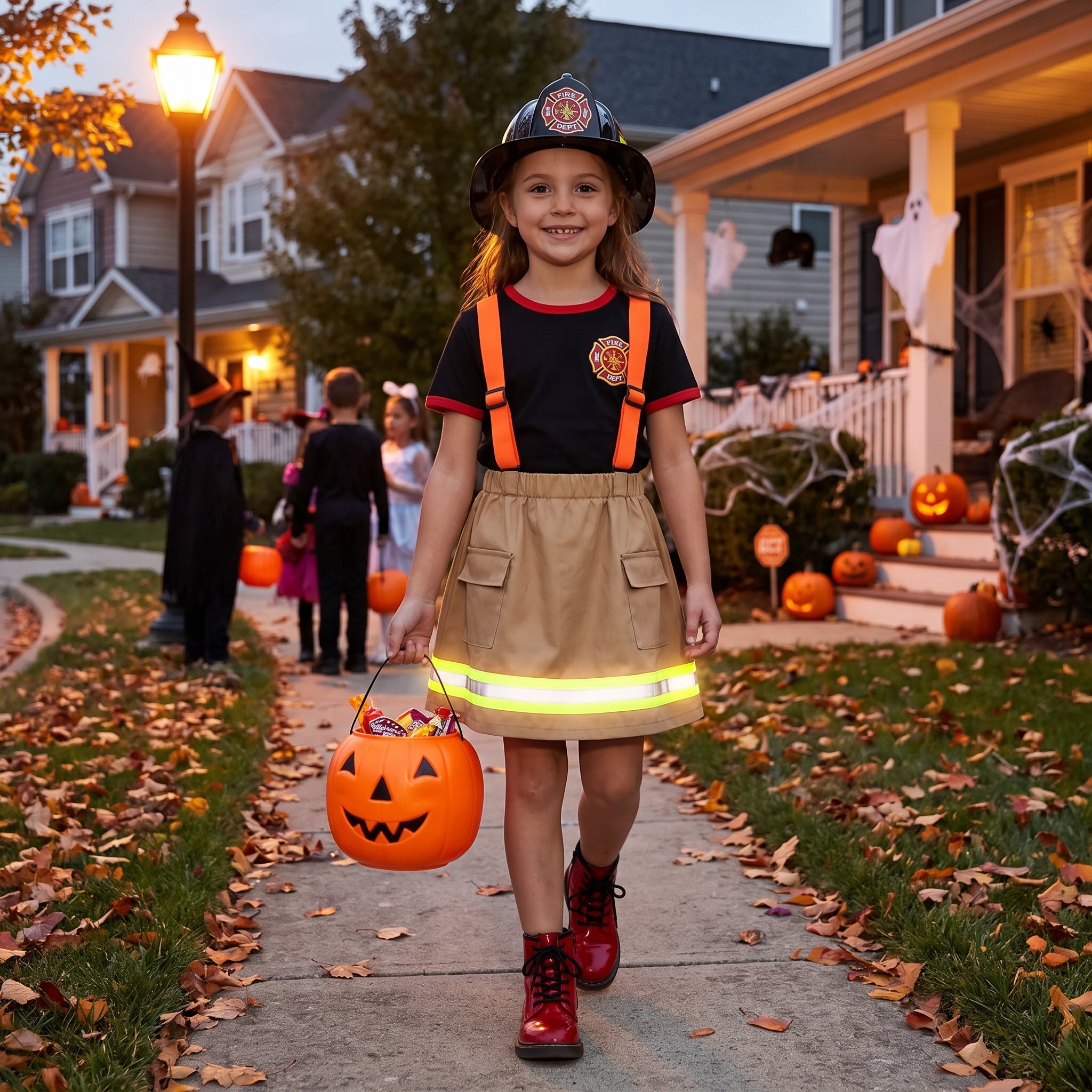 Wild Firefighter Girl Halloween Costume with Helmet