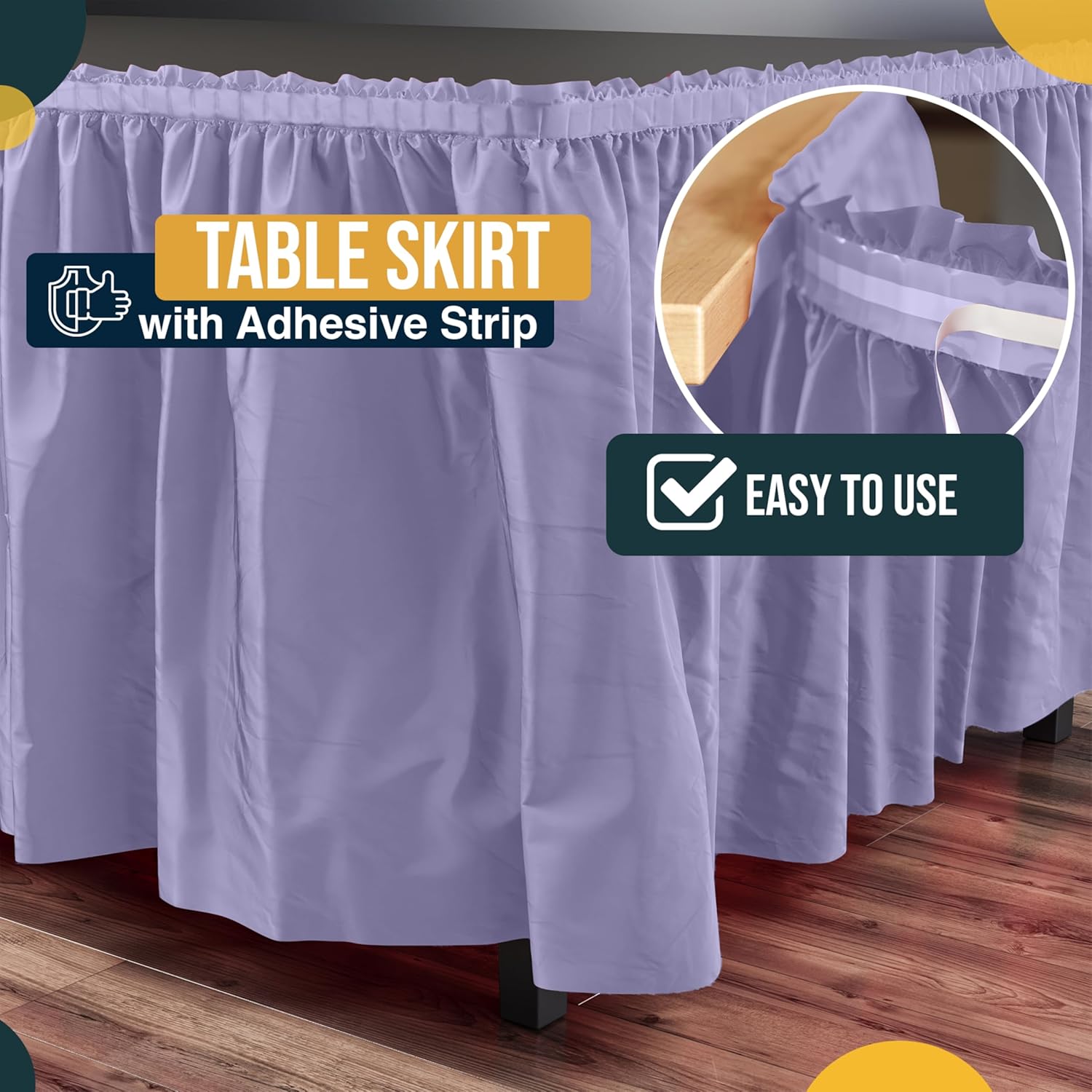 Lavender Plastic Table Skirt | 6 Pack