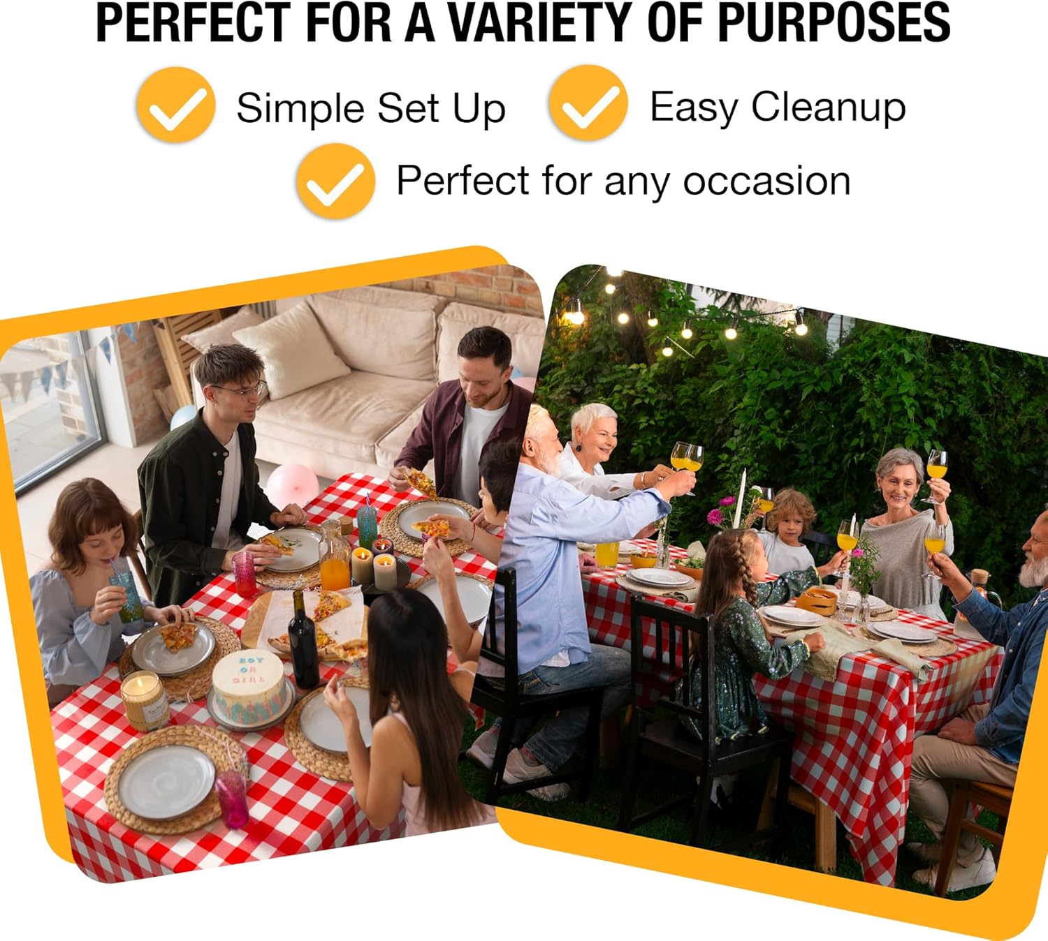 Red Gingham Plastic Table Covers | 12 Pack - 54 In. x 108 In.