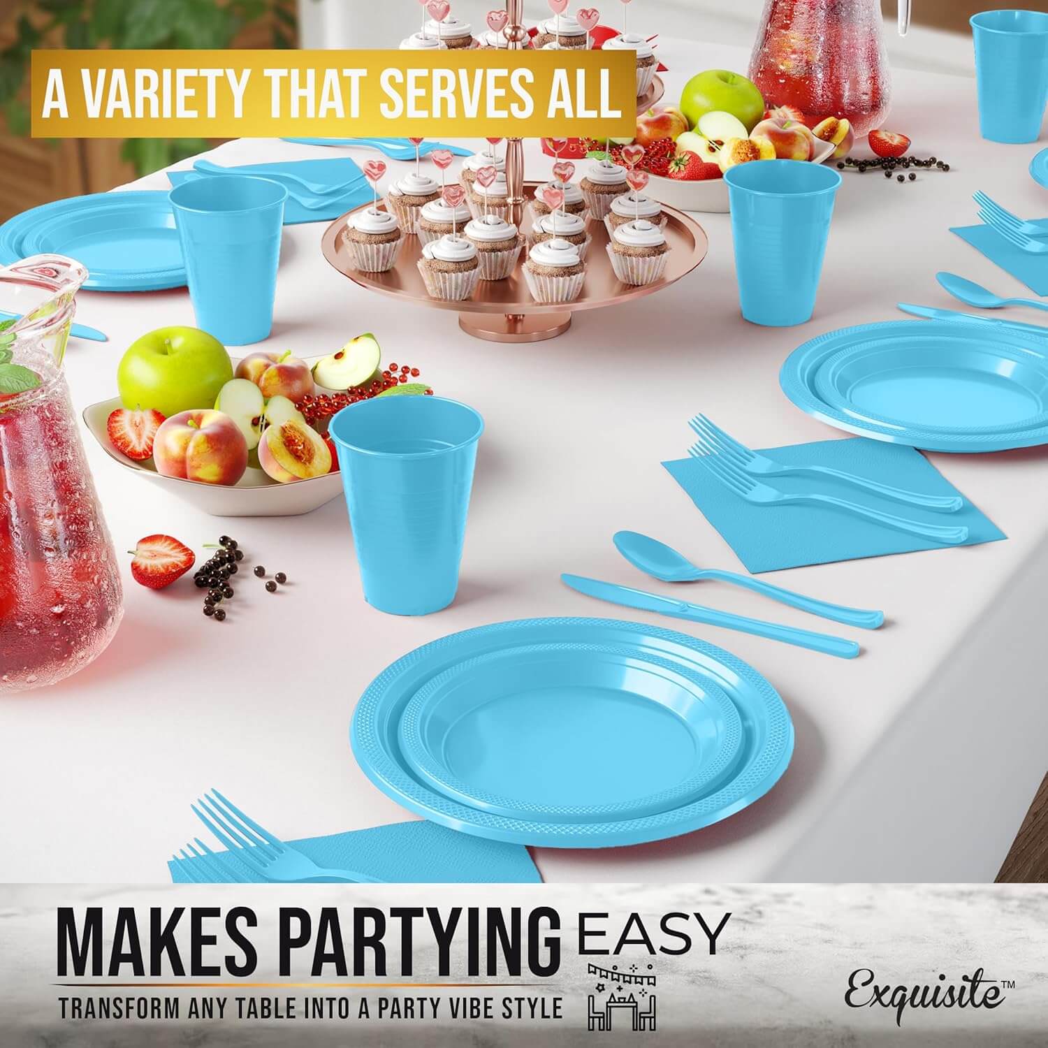 Solid Color Tableware Combo - Light Blue