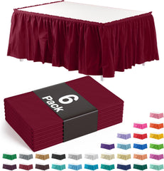 Burgundy Plastic Table Skirt | 6 Pack