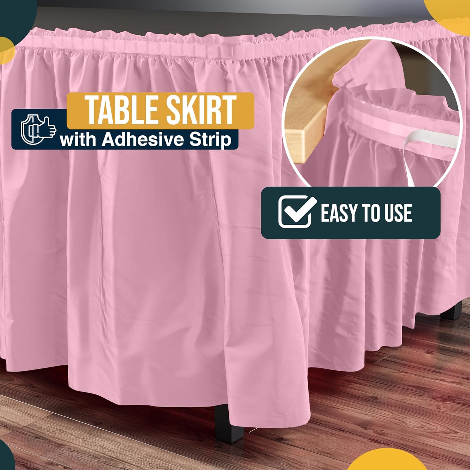 Pink Plastic Table Skirt | 6 Pack