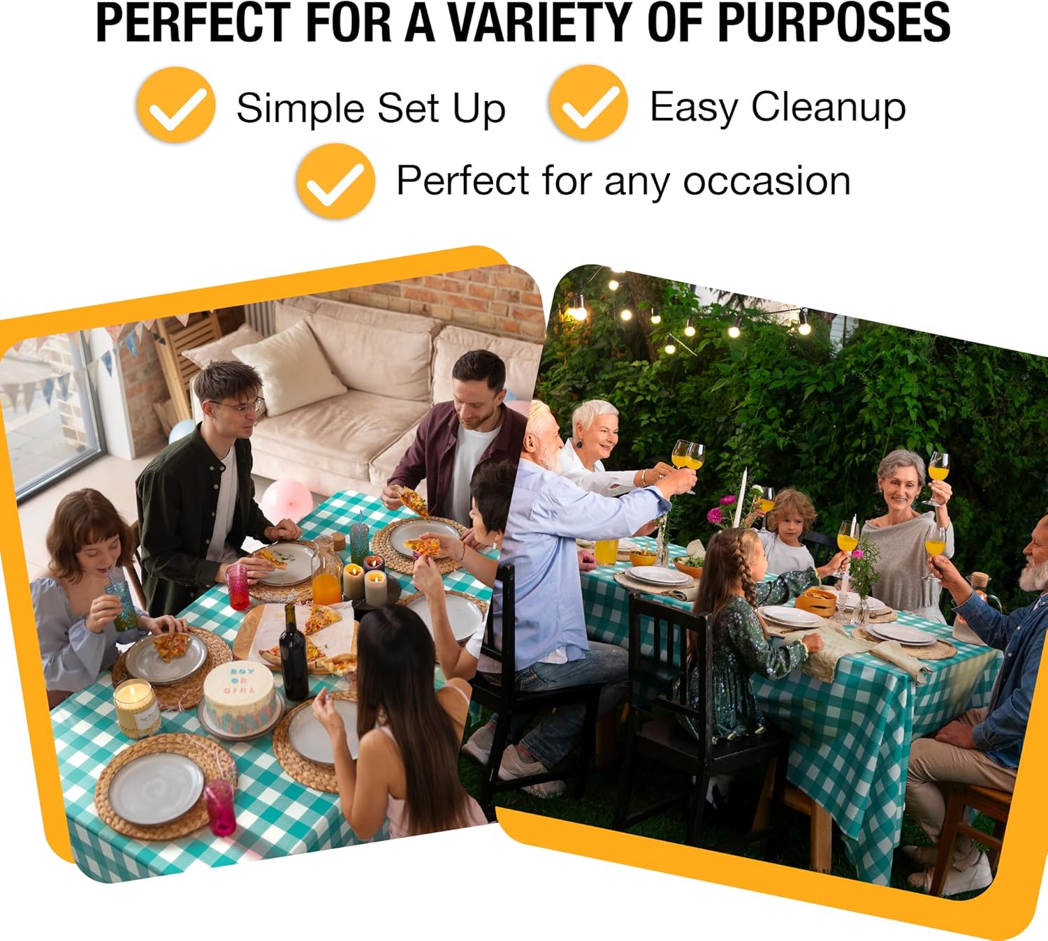 Teal Gingham Plastic Table Covers | 12 Pack - 54 In. x 108 In.