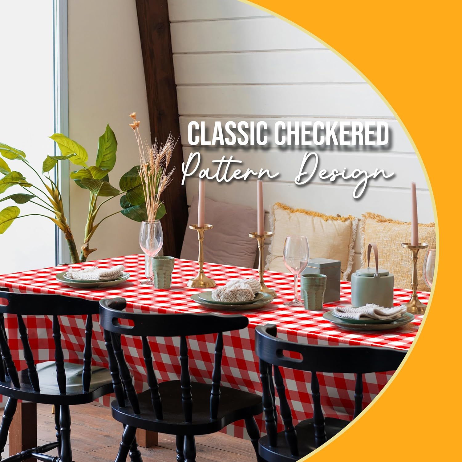 Red Gingham Plastic Table Covers | 12 Pack - 54 In. x 108 In.