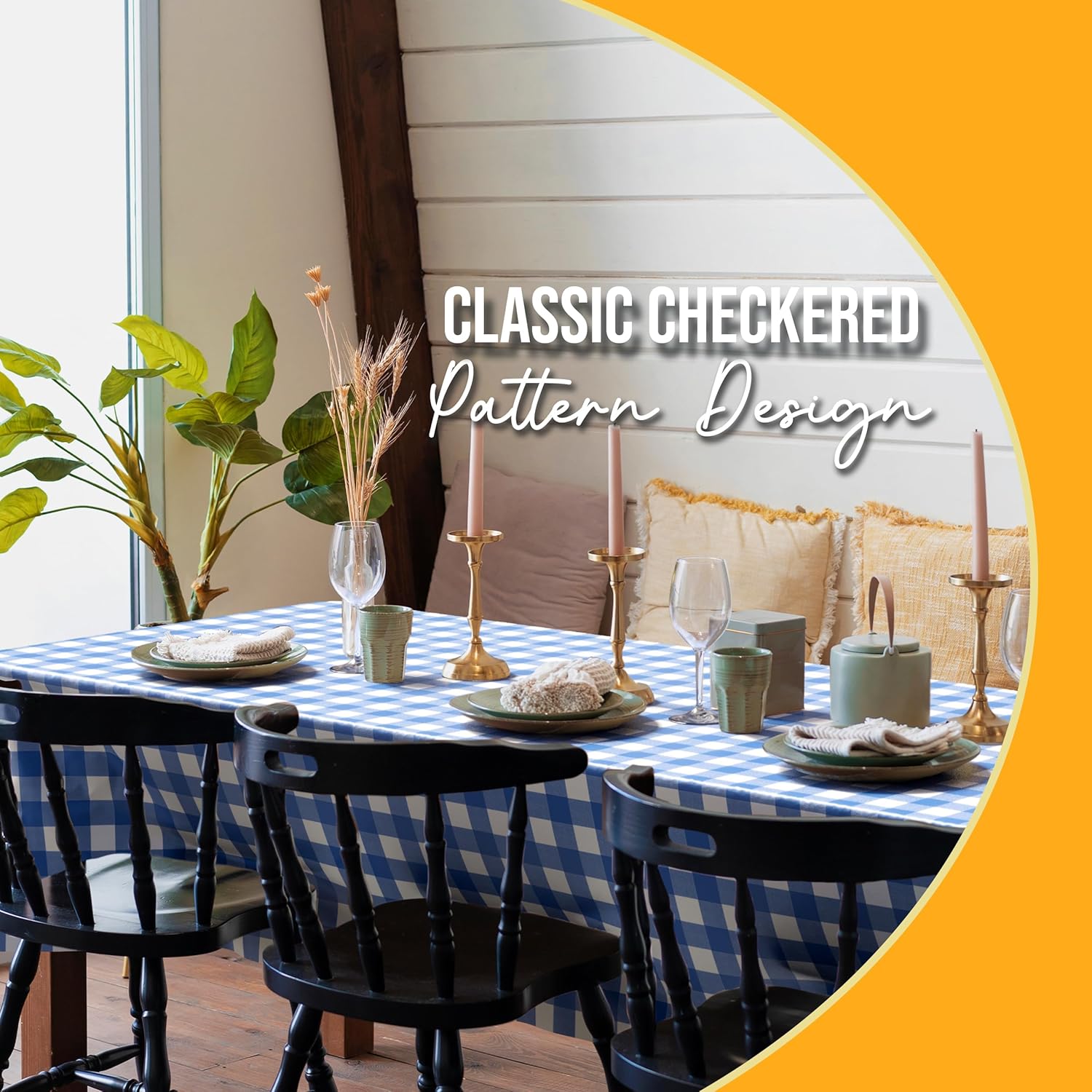 Blue Gingham Plastic Table Covers | 12 Pack - 54 In. x 108 In.