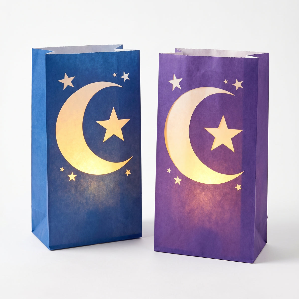 Eid Star and Moon Luminary Candle Bags - Set of 2