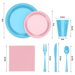 350 Pcs Pink & Blue Disposable Tableware Set