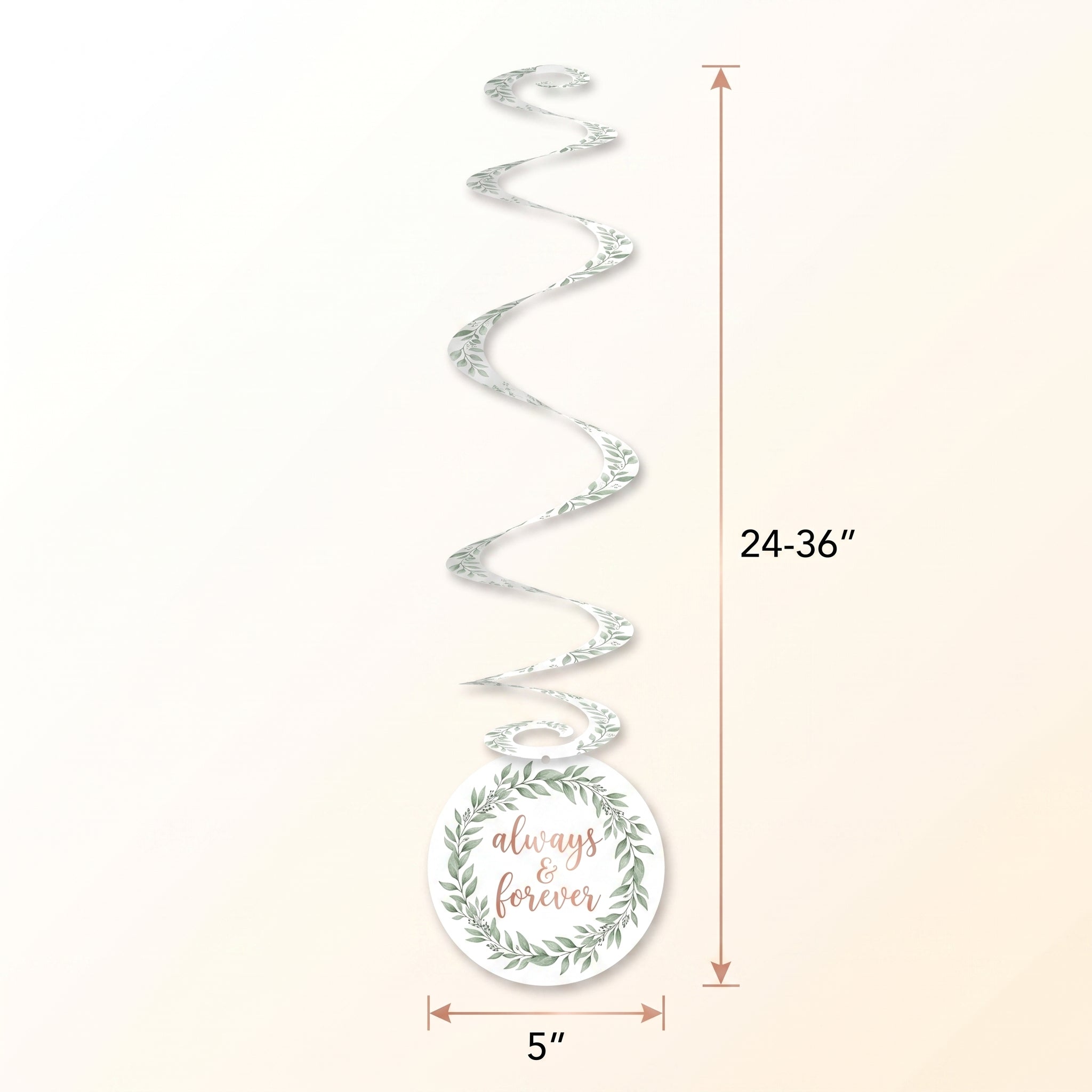 Love & Leaves Spiral Hanging Decor for Weddings, 12-Pack
