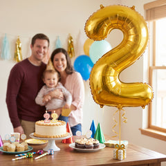 Gold Number 2 Foil Balloon - Metallic Super Shape
