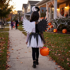 Twisted Angel Girl's Halloween Costume with Wings & Halo