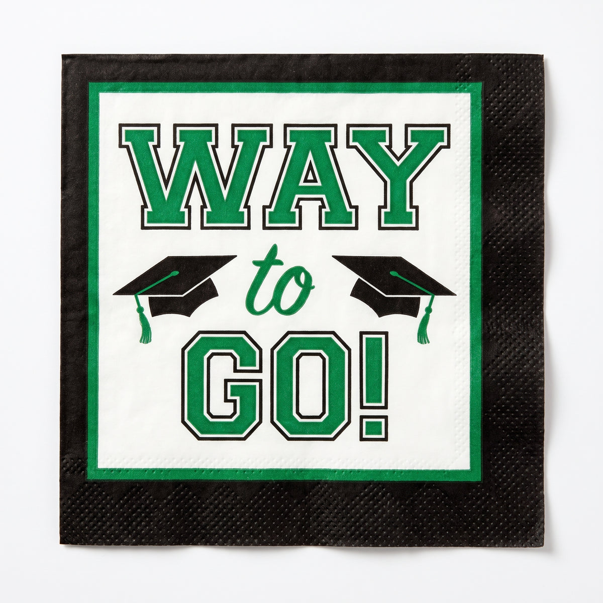 True to Your School "Way to Go!" Graduation Green Beverage Napkins, 40-Pack - 5 In. X 5 In.