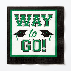 True to Your School "Way to Go!" Graduation Green Beverage Napkins, 40-Pack - 5 In. X 5 In.