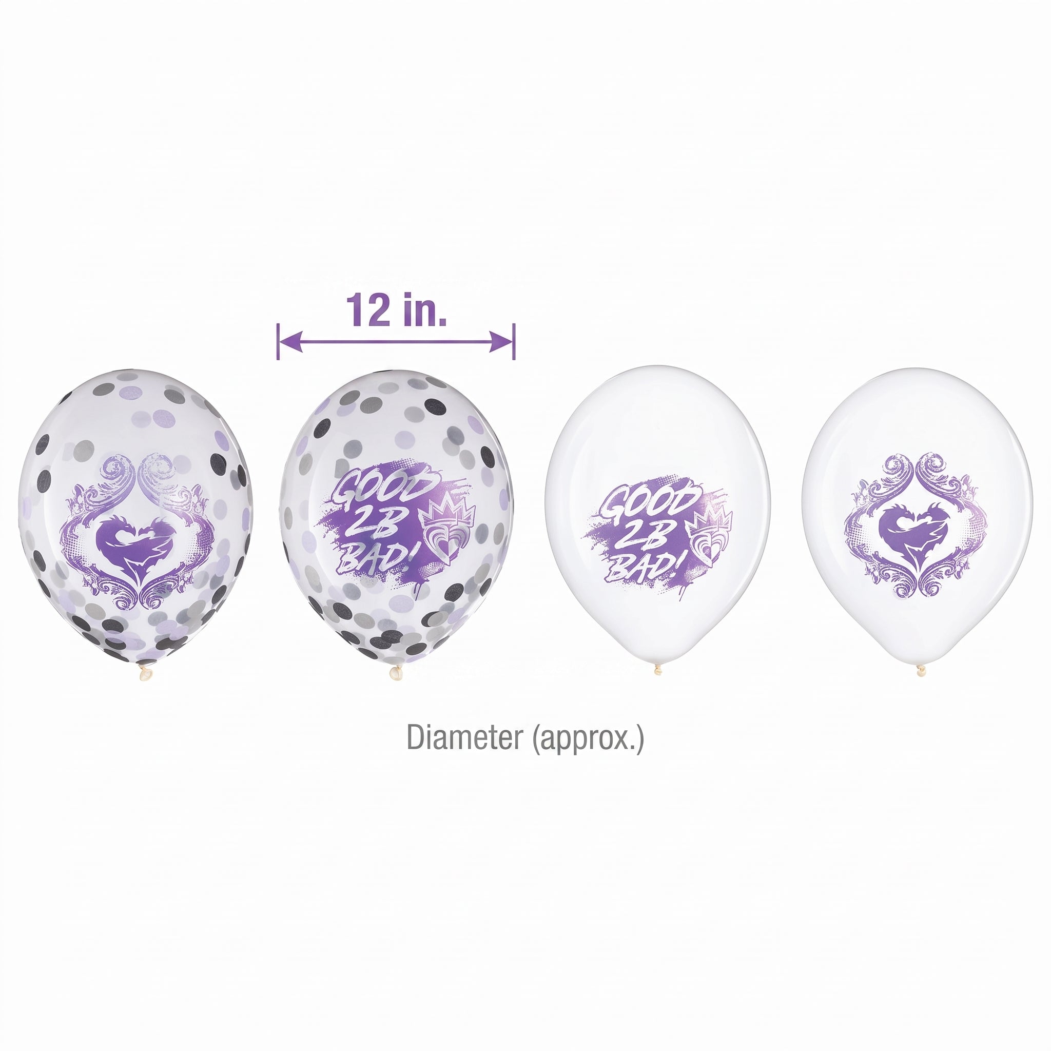 Disney Descendants 3 Confetti Latex Balloons, 12-Inch, 6-Pack