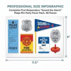First Responders "Sound the Alarm" Mega Mix Party Favor Pack, 48 Pieces