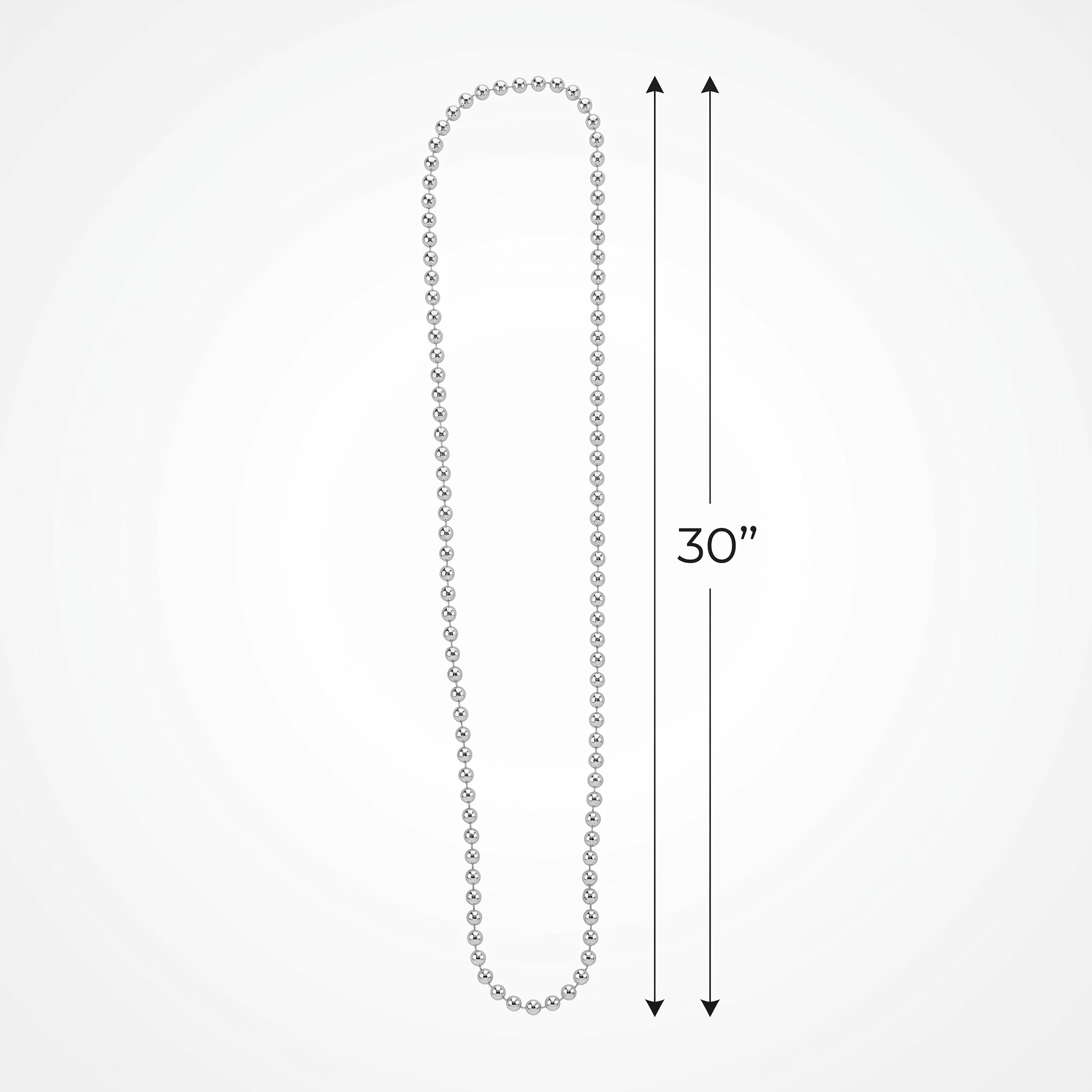 Silver Metallic Bead Necklace - 30 In.