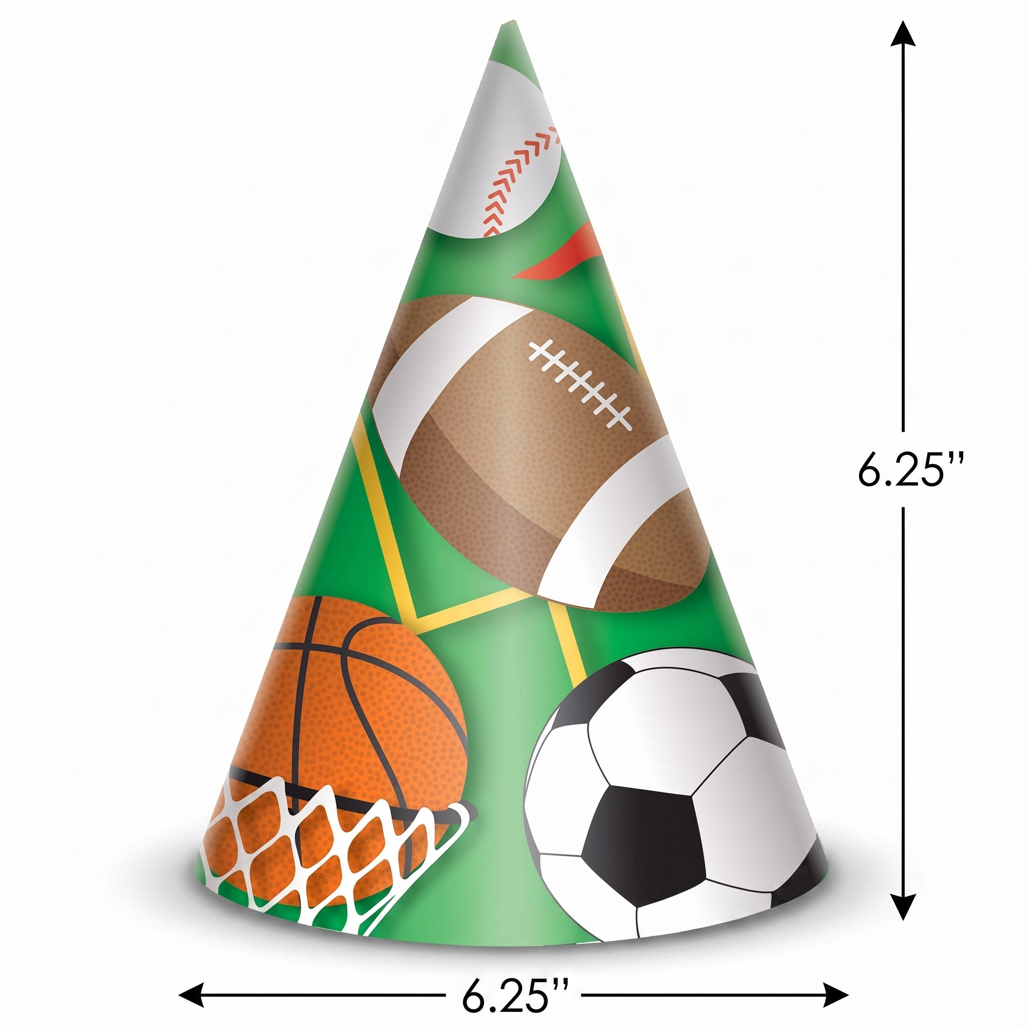 All-Star Sports Cone Party Hat - Pack of 8