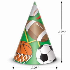 All-Star Sports Cone Party Hat - Pack of 8