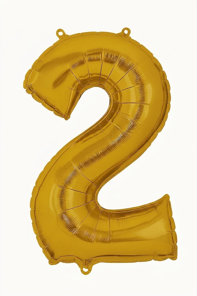 Gold Foil Air-Filled Number Balloon 2 - 16 Inch