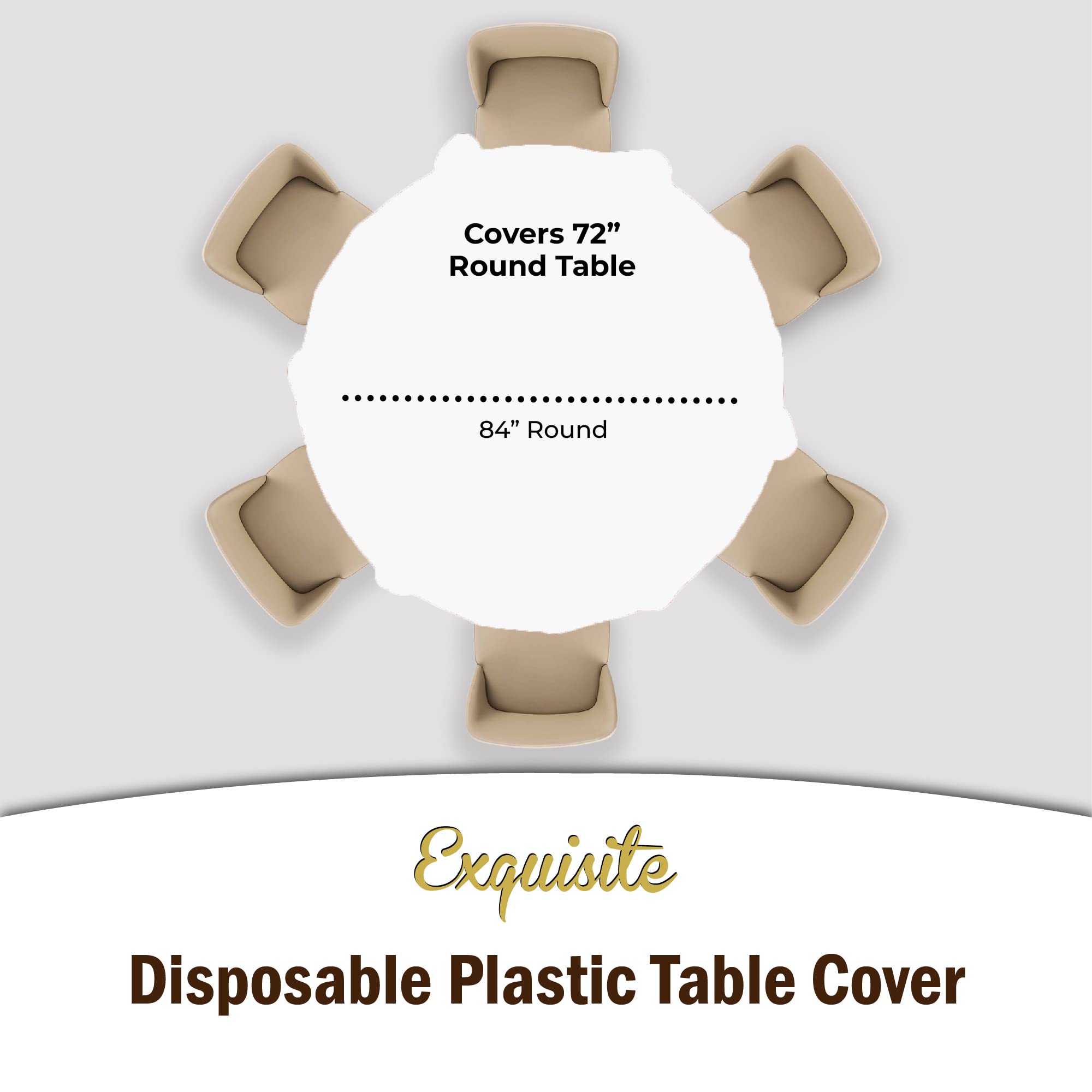 84 In. Round Black/White Checkered Plastic Table Cover | Case of 48