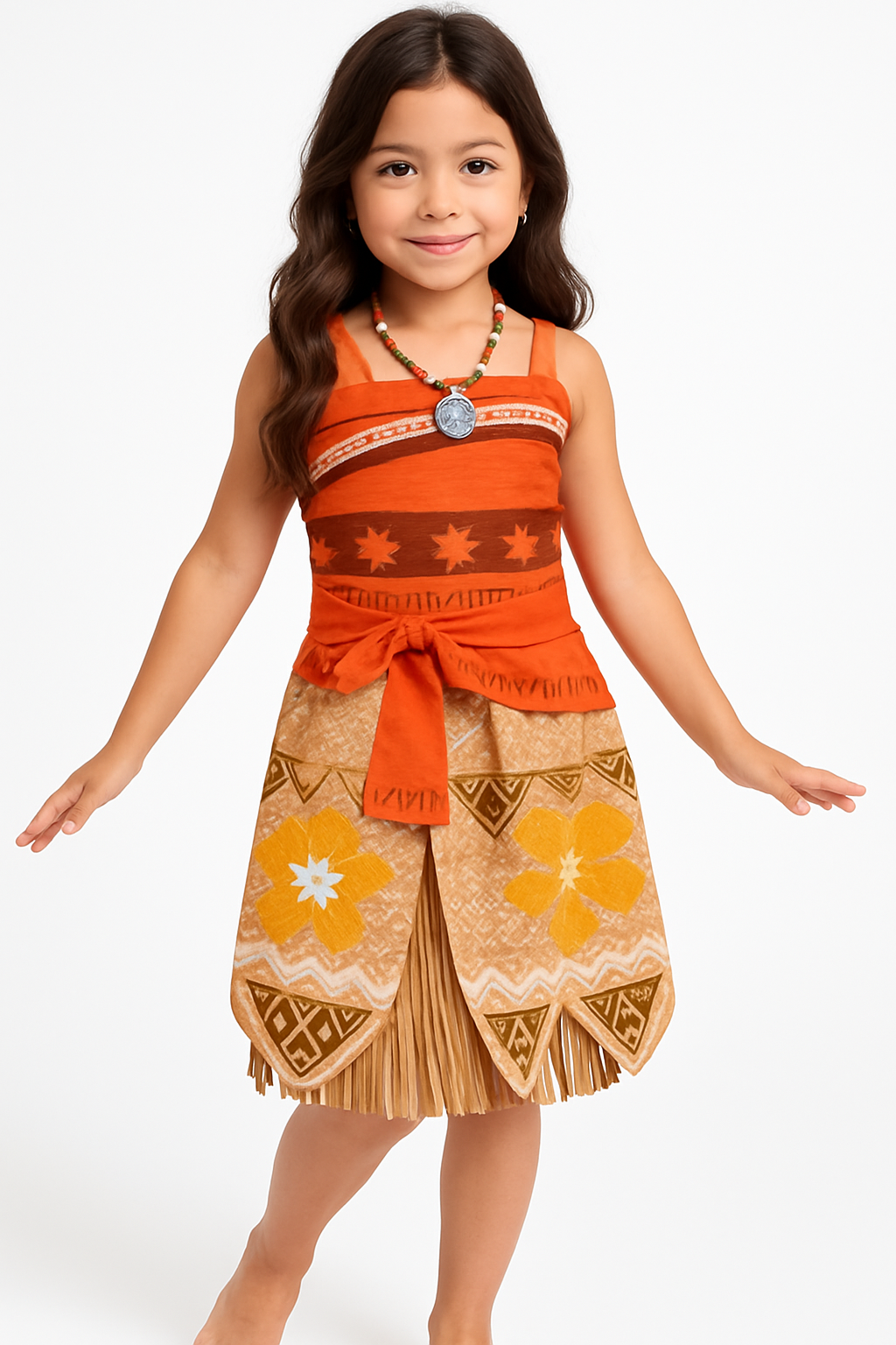 Toddler & Kids' Disney Moana Orange Dress with Necklace Halloween Costume, Assorted Sizes