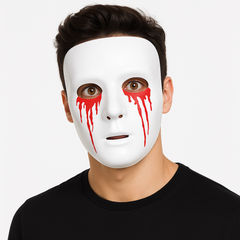 Bleeding Eyes Halloween Mask - Creepy White & Red Costume Accessory