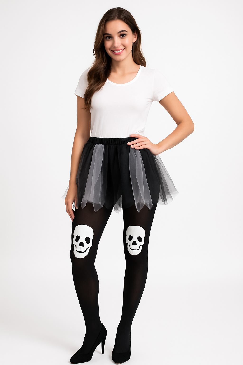 Spooky Skull Knee Tights for Halloween
