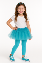 Kids' Turquoise Footless Tights ‚Äì Cheerful Team Spirit Apparel