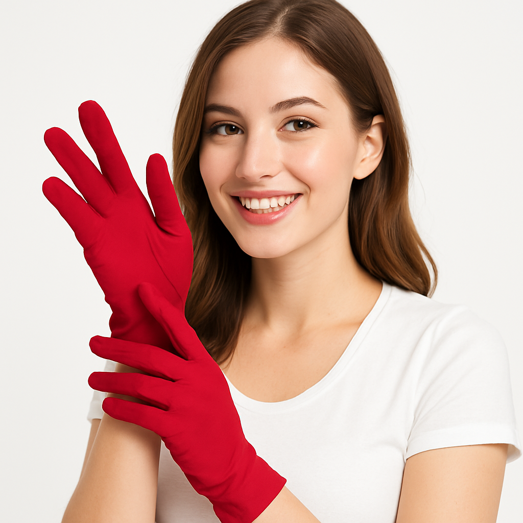 Women's Short Red Halloween Gloves - Adult Costume Accessory